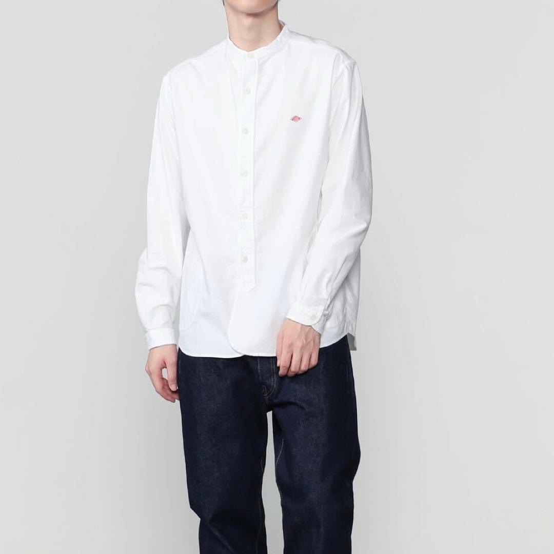 DANTON　バンドカラー　オックスフォード　シャツ　日本製　44 大きいサイズ