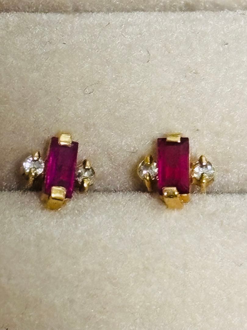 K18 ルビー ダイヤモンド ピアス