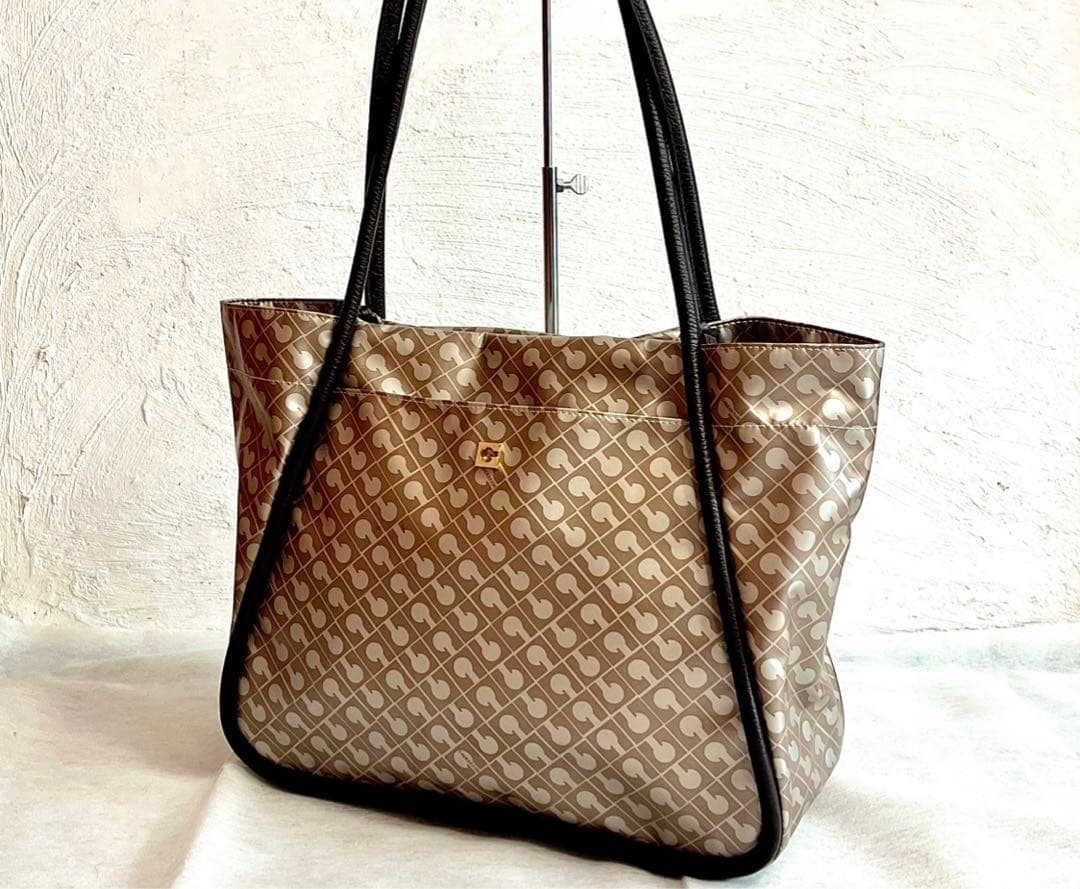 ゲラルディーニトートバッグソフティPVCレザーベージュブラウンダークブラウン