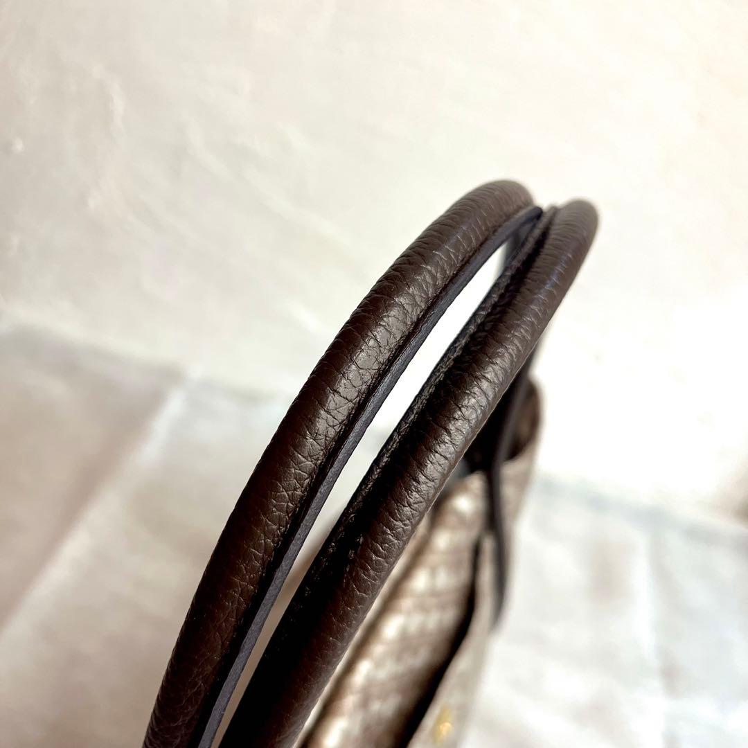 ゲラルディーニトートバッグソフティPVCレザーベージュブラウンダークブラウン