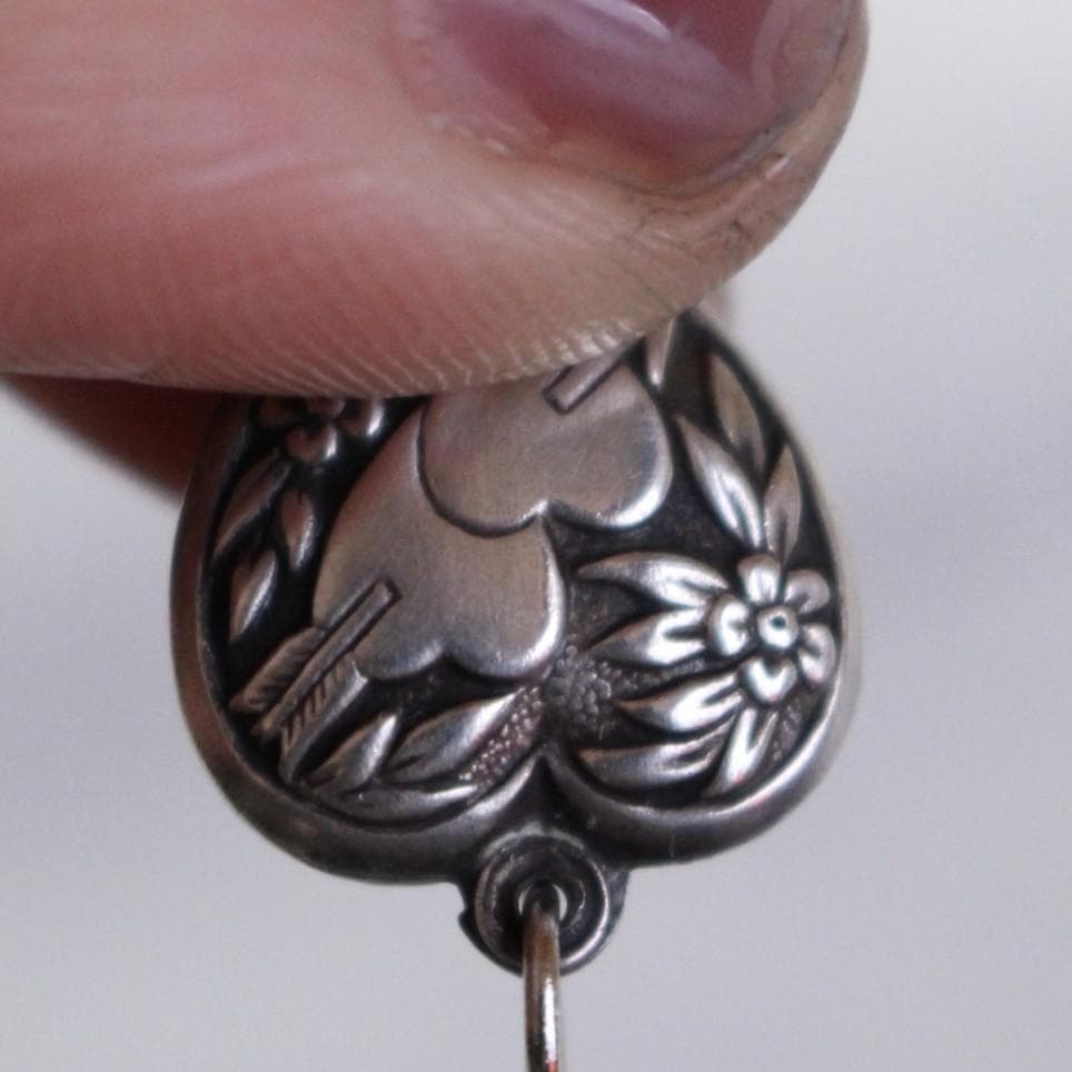 40s　スウィートハートジュエリー　WW2　シルバー　勿忘草　両面　両想い　矢