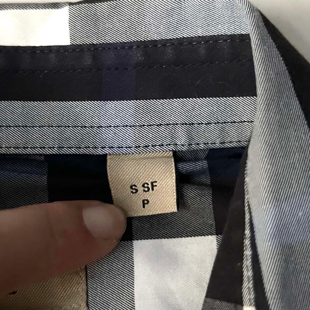 バーバリーロンドンイングランド メガチェック 長袖シャツ ブルー 青 大きめ