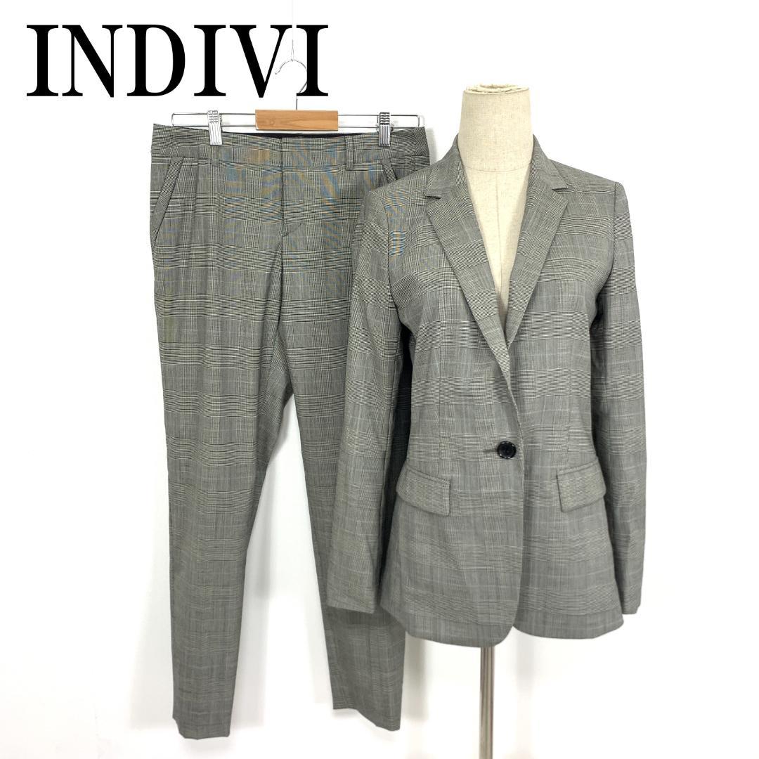 LA8299 新品タグ付 インディヴィ パンツスーツ グレー ウール 38 40