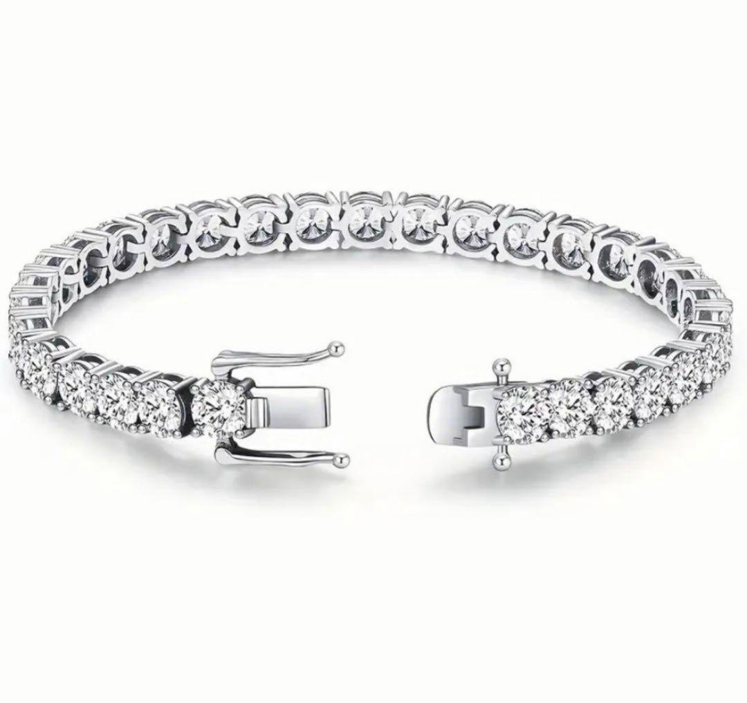 【限定品・証明付】モアサナイト×S925 テニスチェーンブレスレット