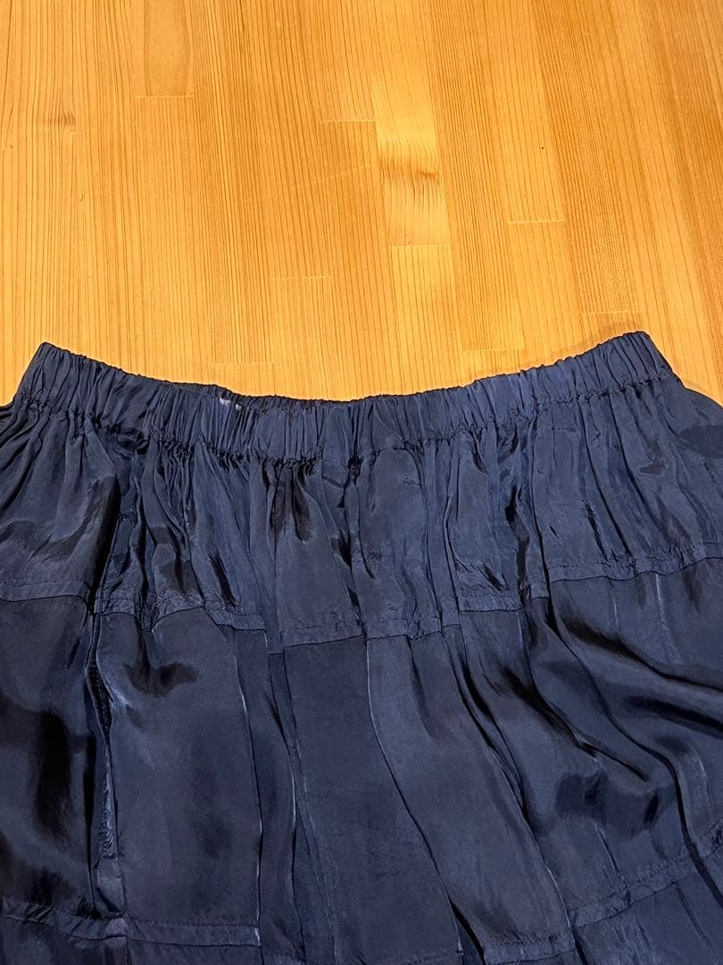 美品tricot COMME des GARCONS ネイビーギャザースカートF