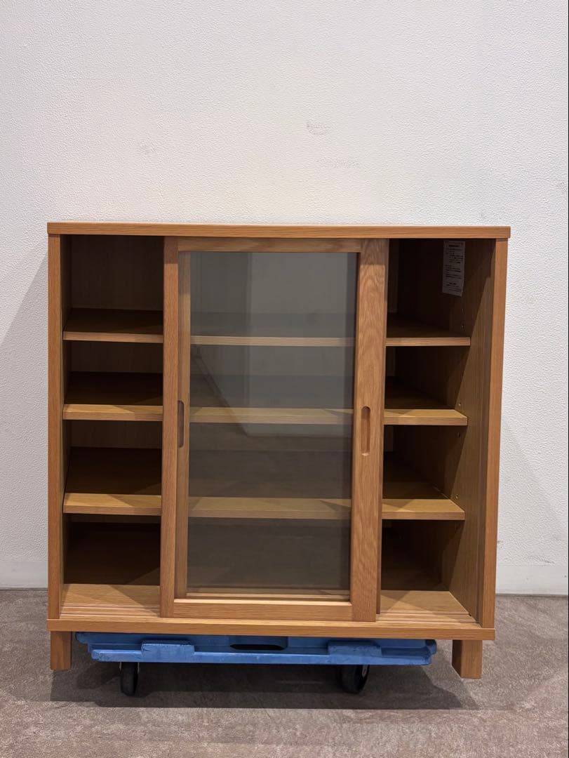 ⭐️美品⭐️廃盤希少⭐️無印⭐️脚付き⭐️オーク材・ガラス扉 引戸・キャビネット⭐️