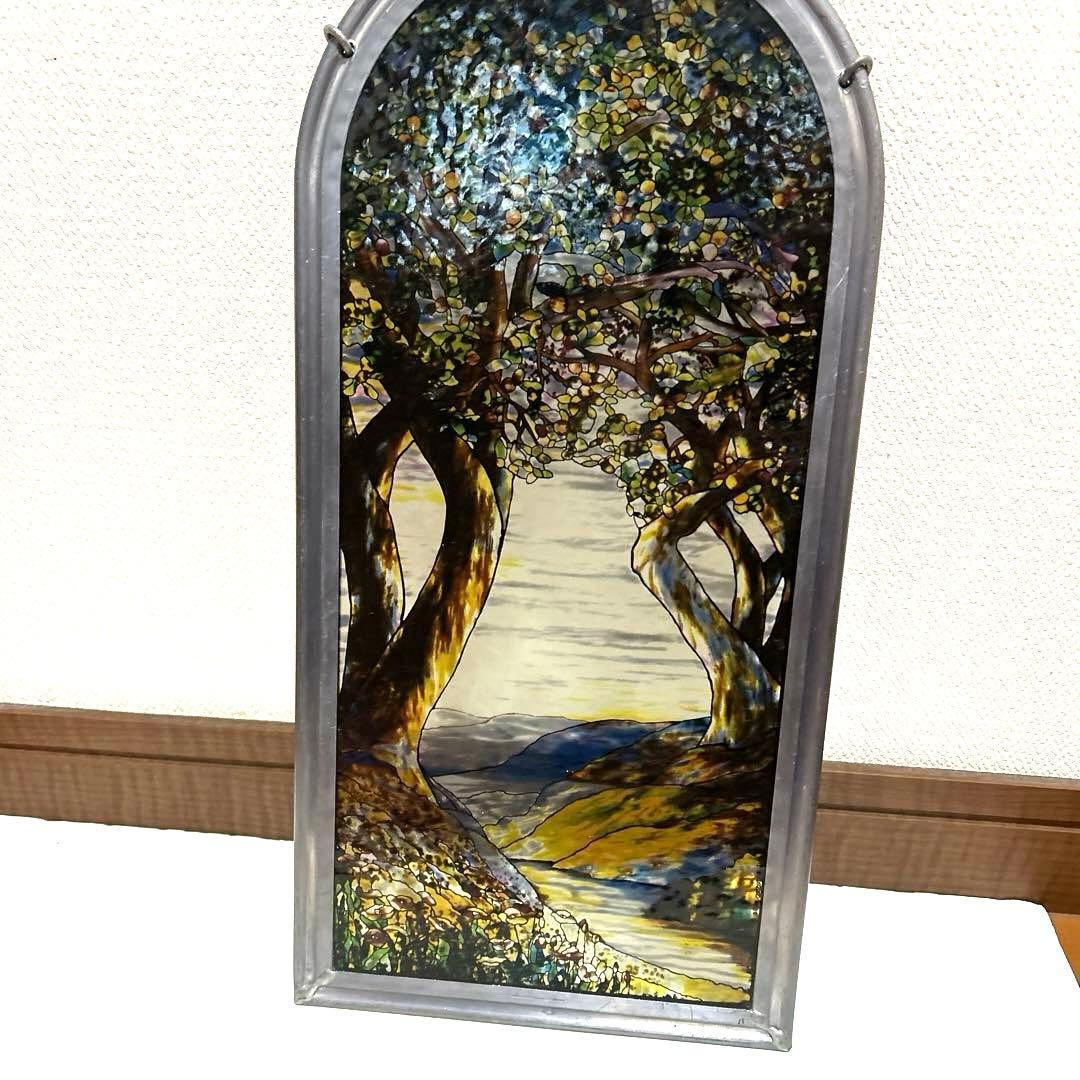 希少　ルイス・C・ティファニー ヴィンテージ ステンドグラス 雄大な景色 風景