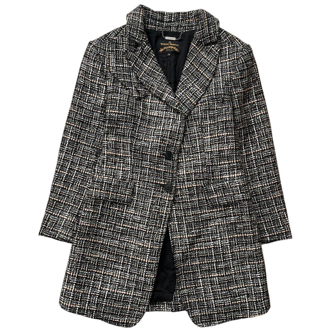 ヴィヴィアンウエストウッドアングロマニア　ツイードコート　裏地オーブ柄　M相当