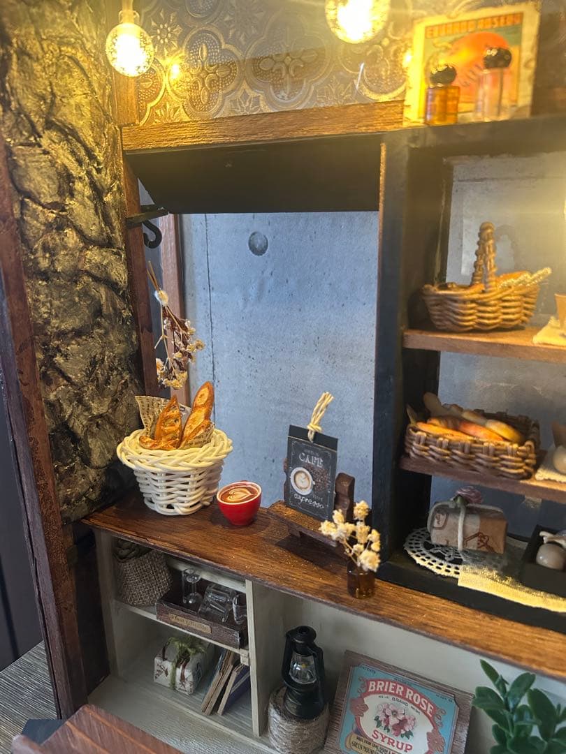 木製ミニチュアハウス⭐︎背景ボード⭐︎ハンドメイド⭐︎ドールハウス⭐︎一式セット