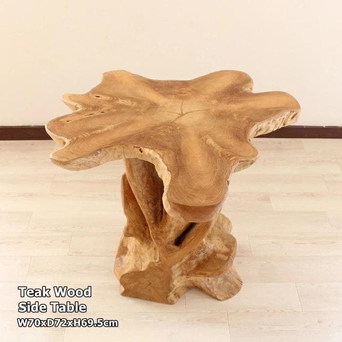 在庫処分 １点もの テーブル 木製 チーク材 天然木 切り株 カフェ 花台 B