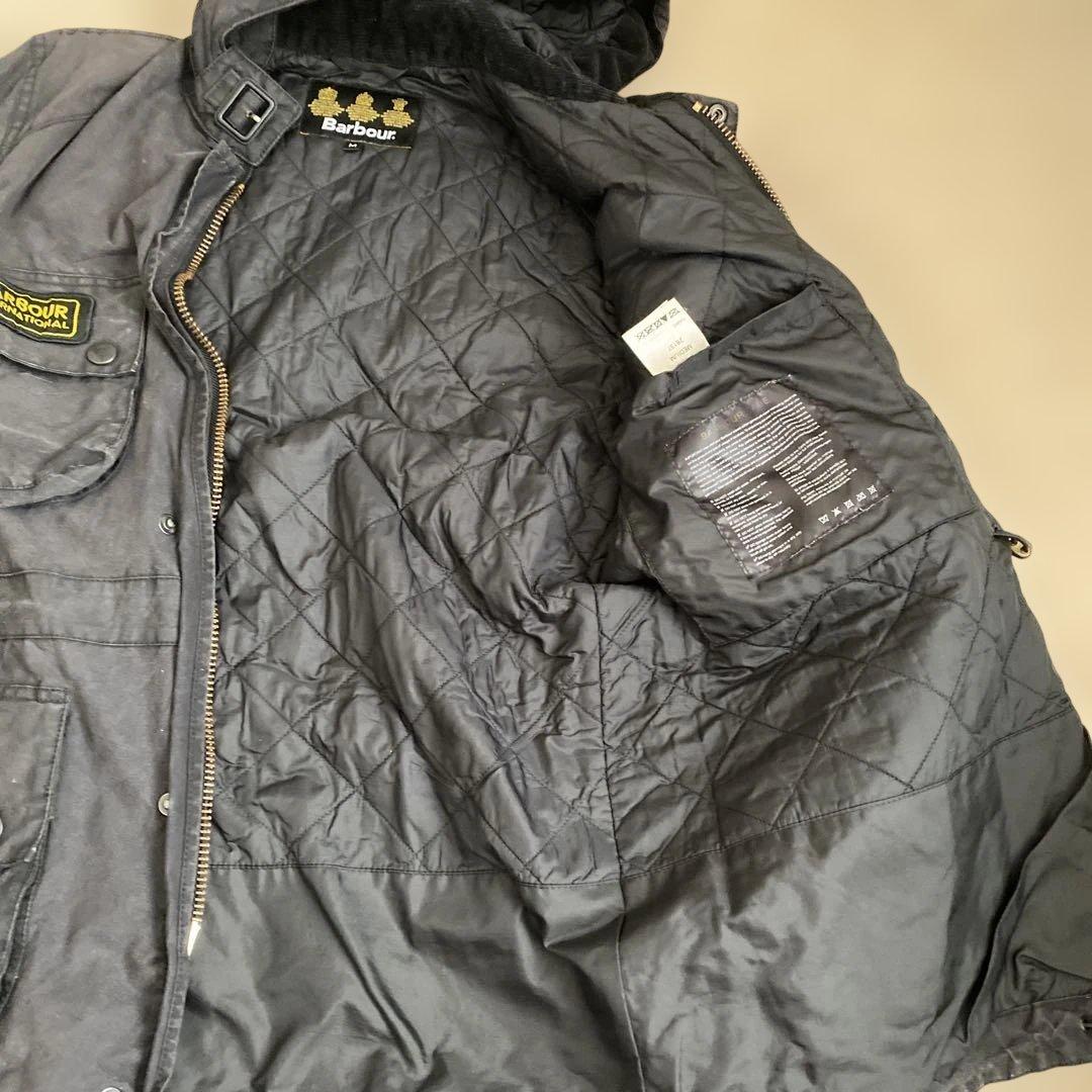 BARBOUR インターナショナル　M レア　ブラック　フード付き　オイルド