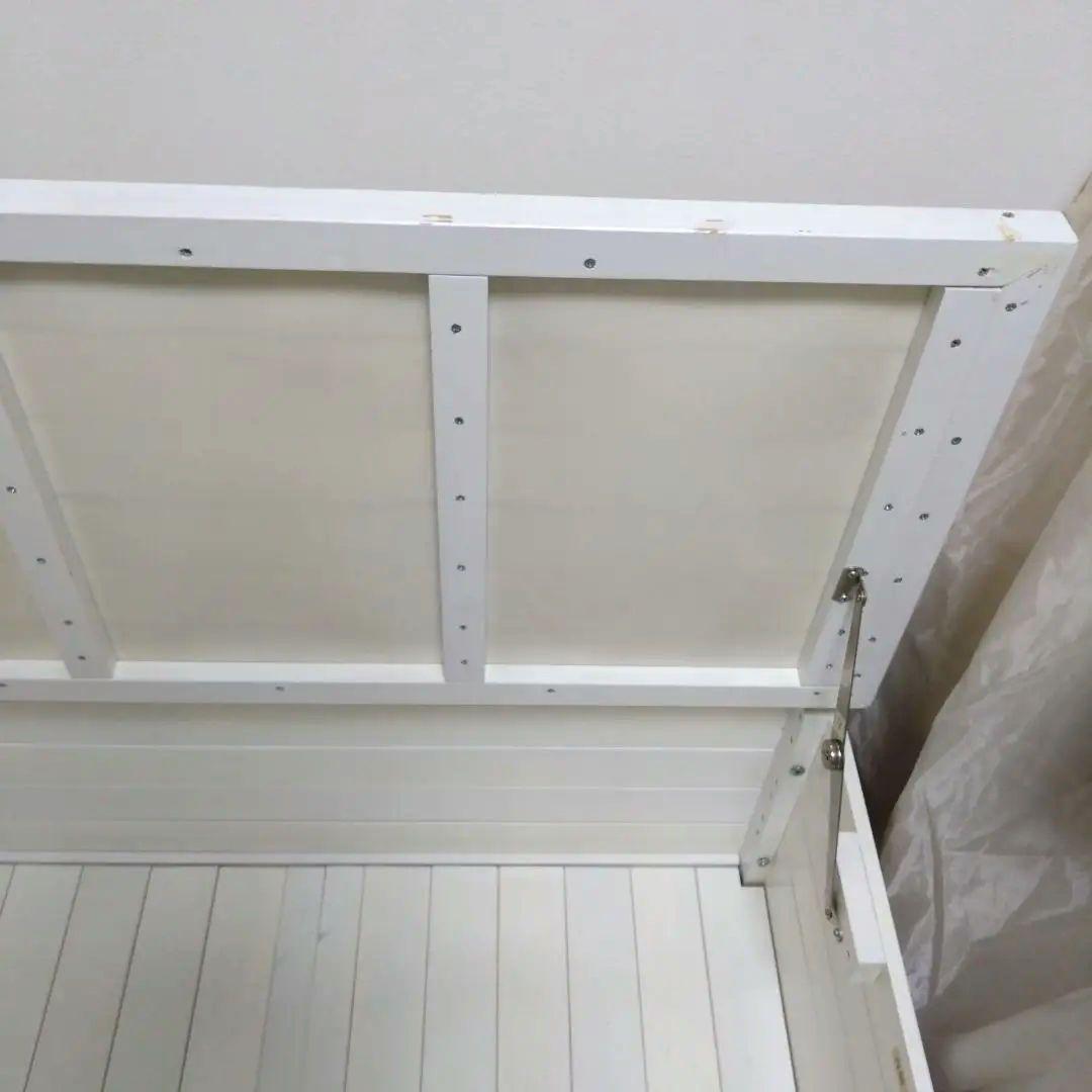 ホワイト木製収納付きベンチ