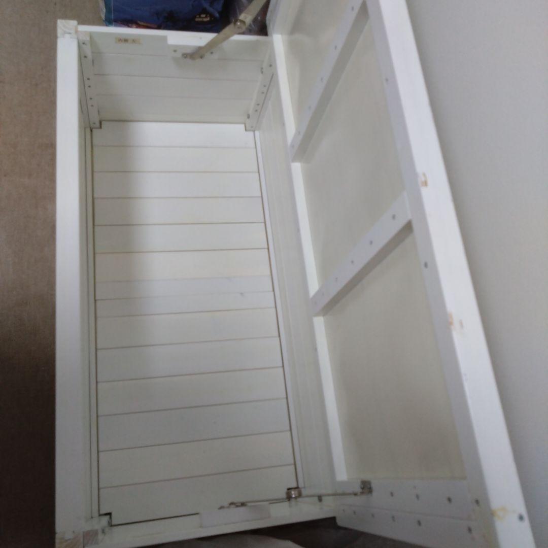 ホワイト木製収納付きベンチ