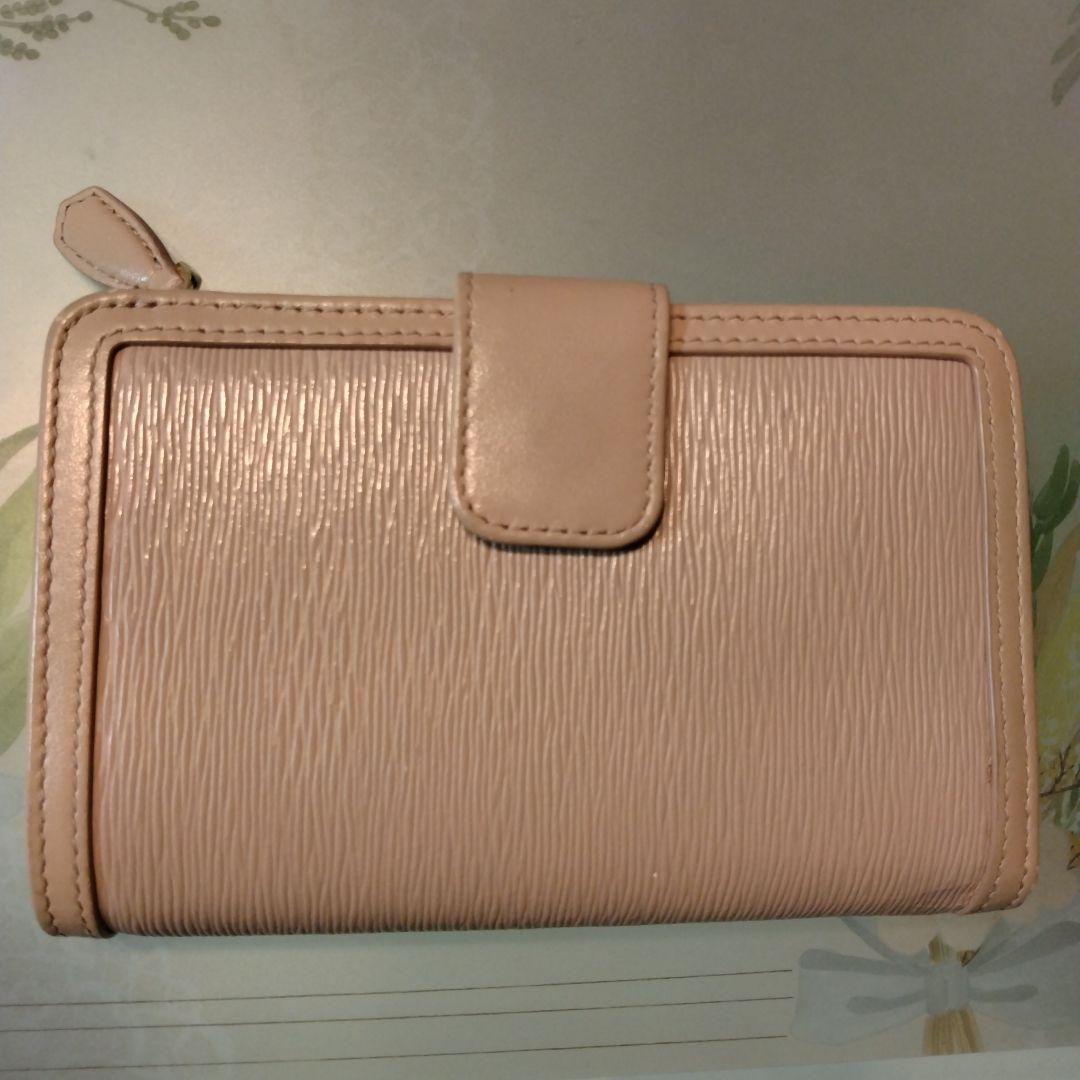 PRADA 二つ折り財布 リボン　ピンクベージュ