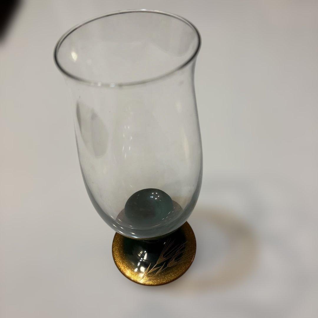 金城一国斎作 緑のゴブレットグラス(新品)-１脚　高さ17cm