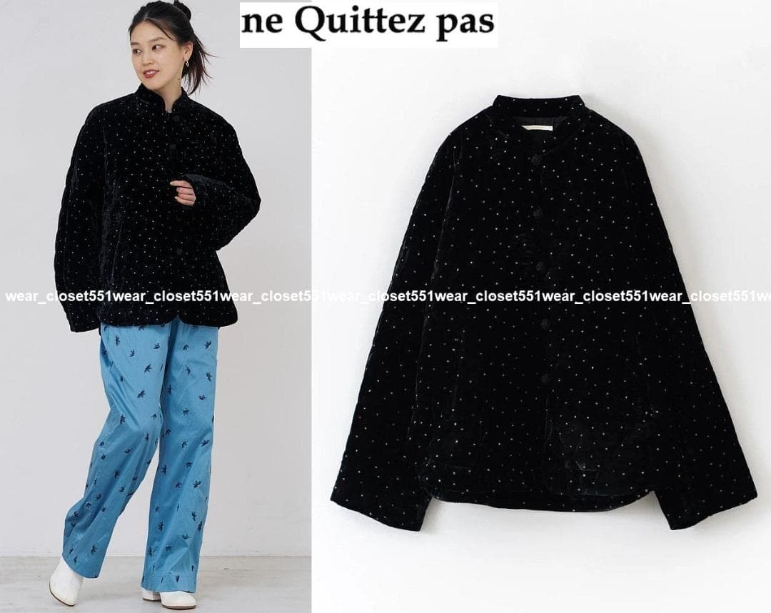 2025 ne Quittez pas☆ベルベットグリッタープリントジャケットF