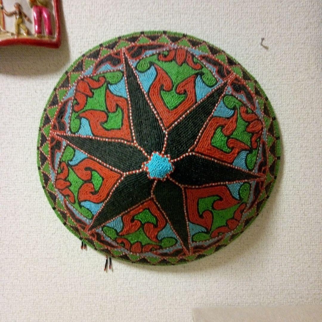 南米民芸品　ビーズ細工　ランプシェード　オブジェ　壁飾り　ハンドメイド