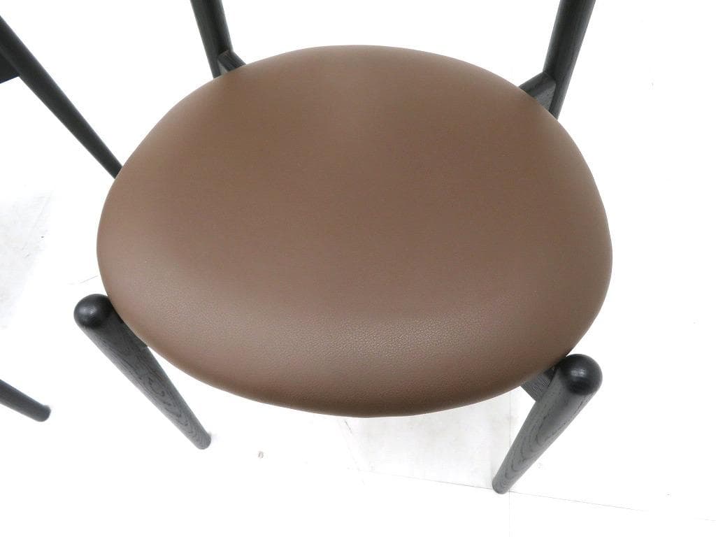 展示品　マスターウォール　本革　無垢材　ダイニングチェア　4脚セット　北欧