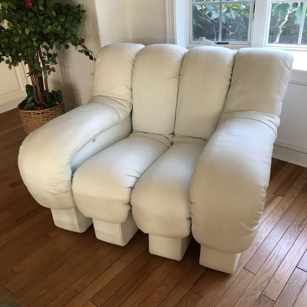 デセデの1人用ソファ　4パーツ　本革ホワイト送料込み