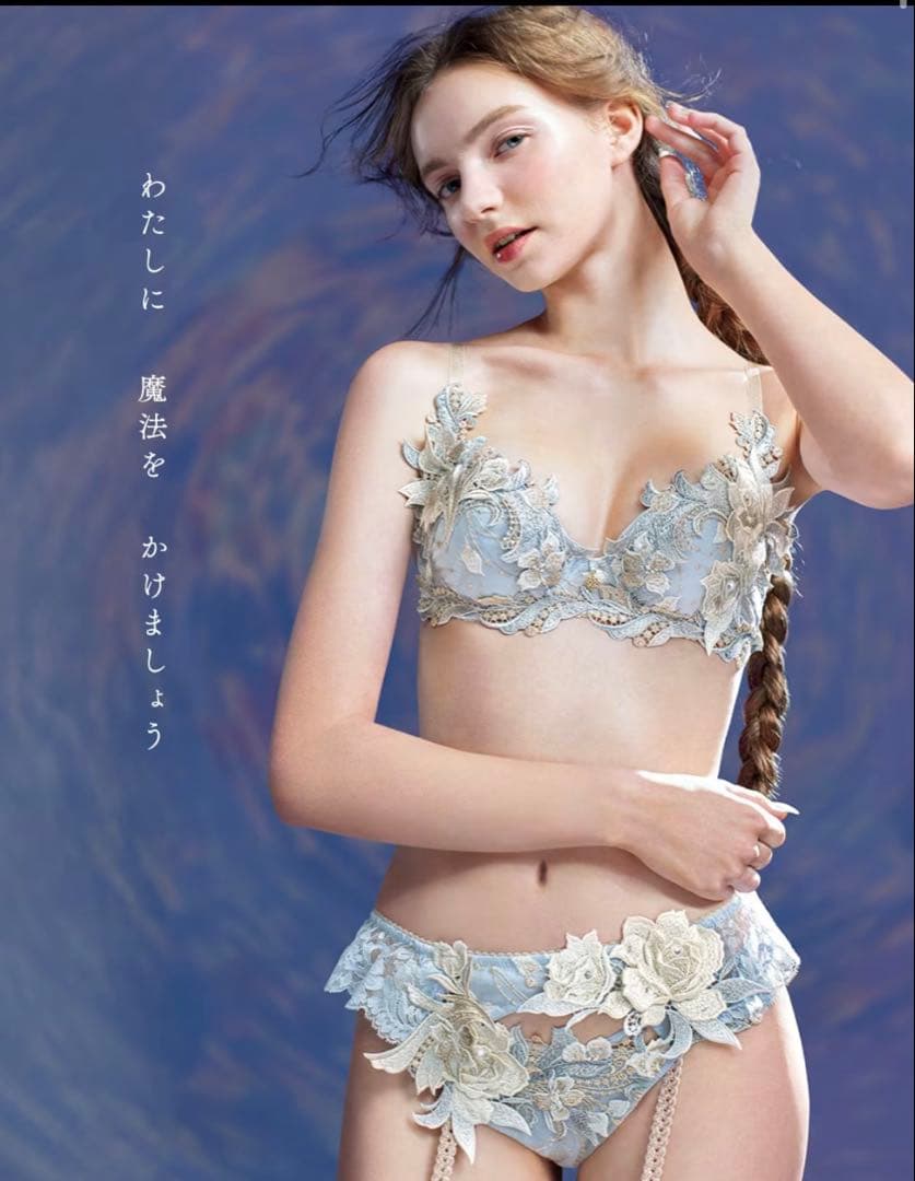 刺繍 ブラジャーショーツガーターベルト3点セットGYサルート 受注生産 24g