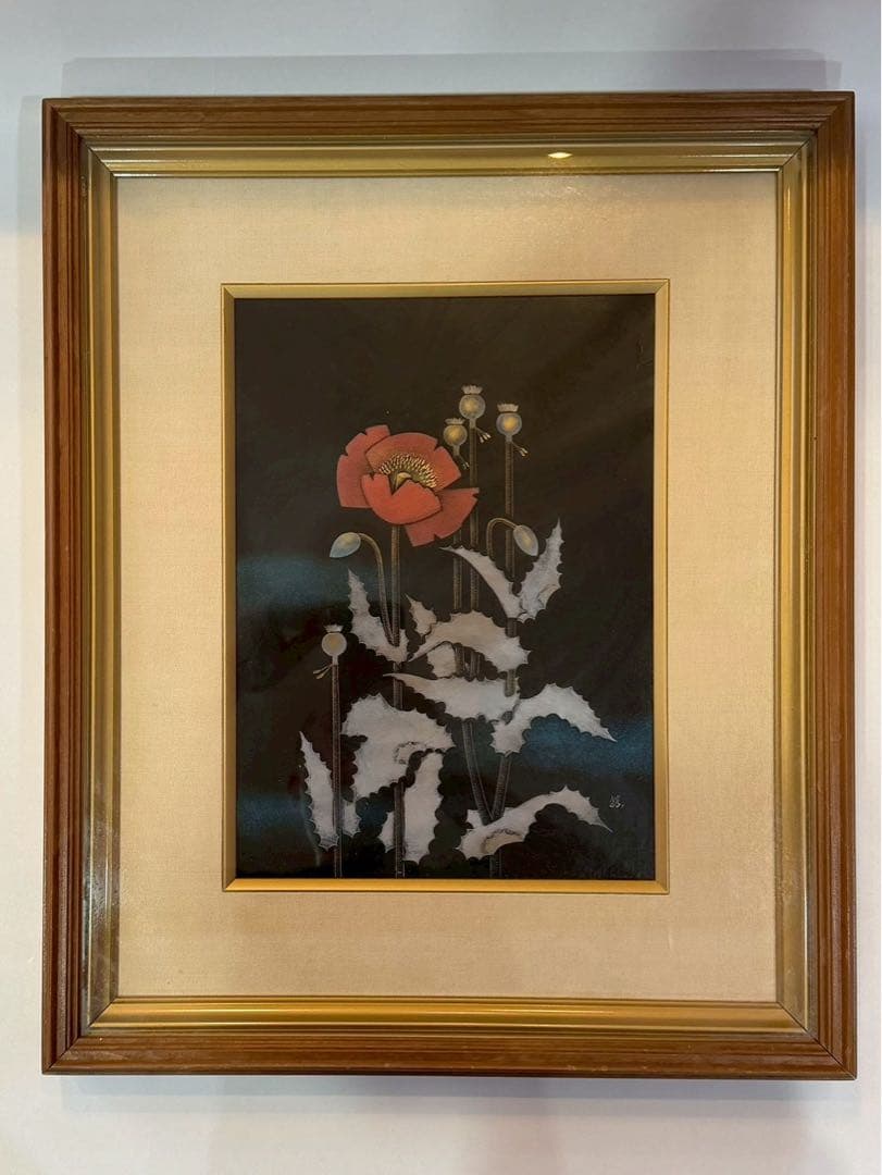 人間国宝　 西勝廣　　沈金芥子園漆芸額略歴付き