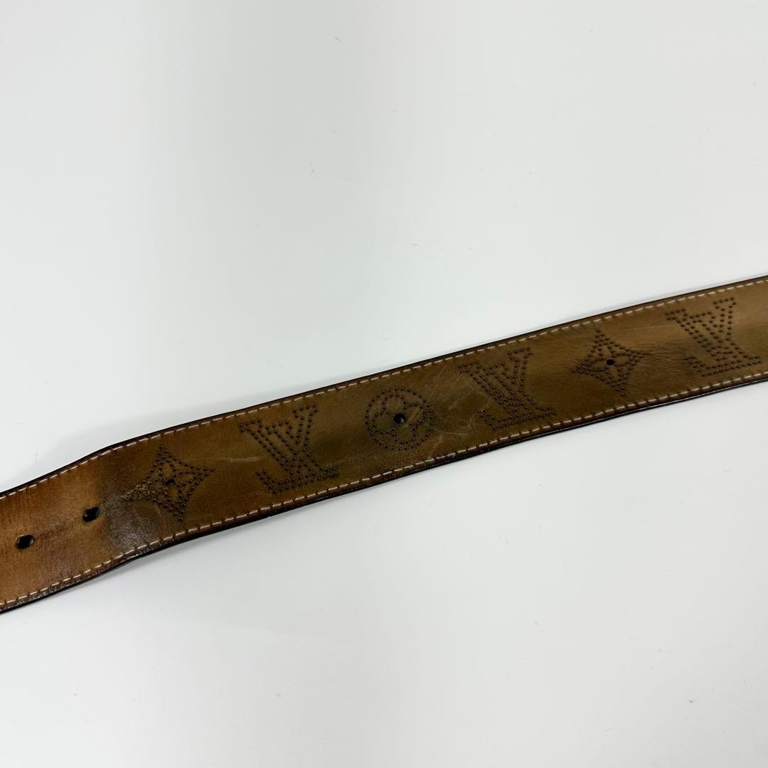 LOUIS VUITTON マヒナ パンチング レザー ベルト 黒M69319