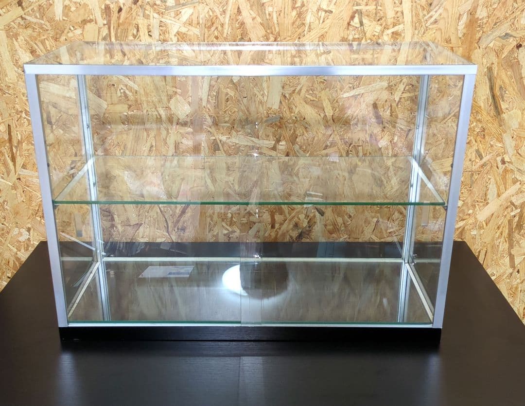 値下げ　アルミ 昭和レトロ ガラスショーケース 2段 ディスプレイ