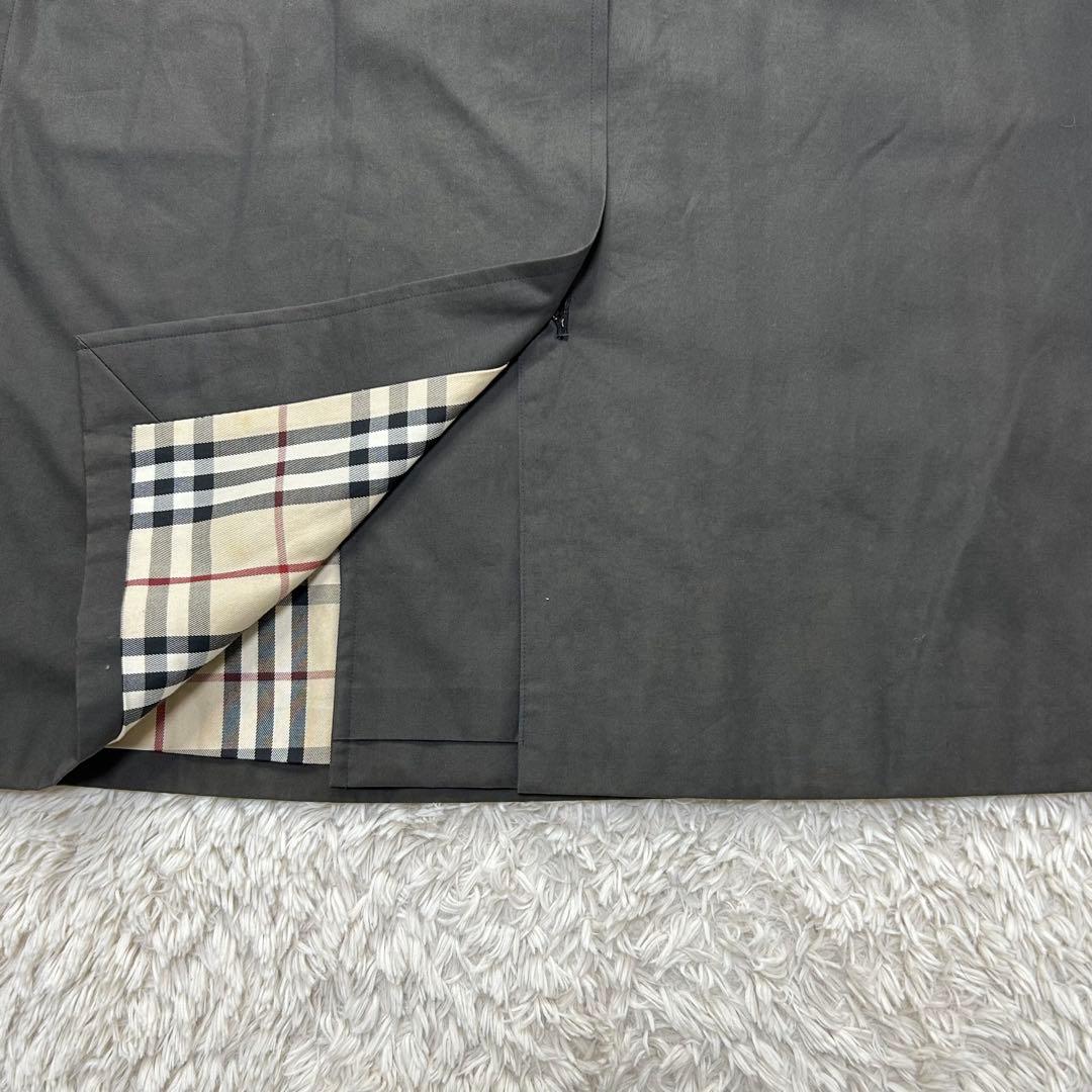 【丈長め】バーバリー ロンドン チャコールグレー トレンチコート ノバチェック