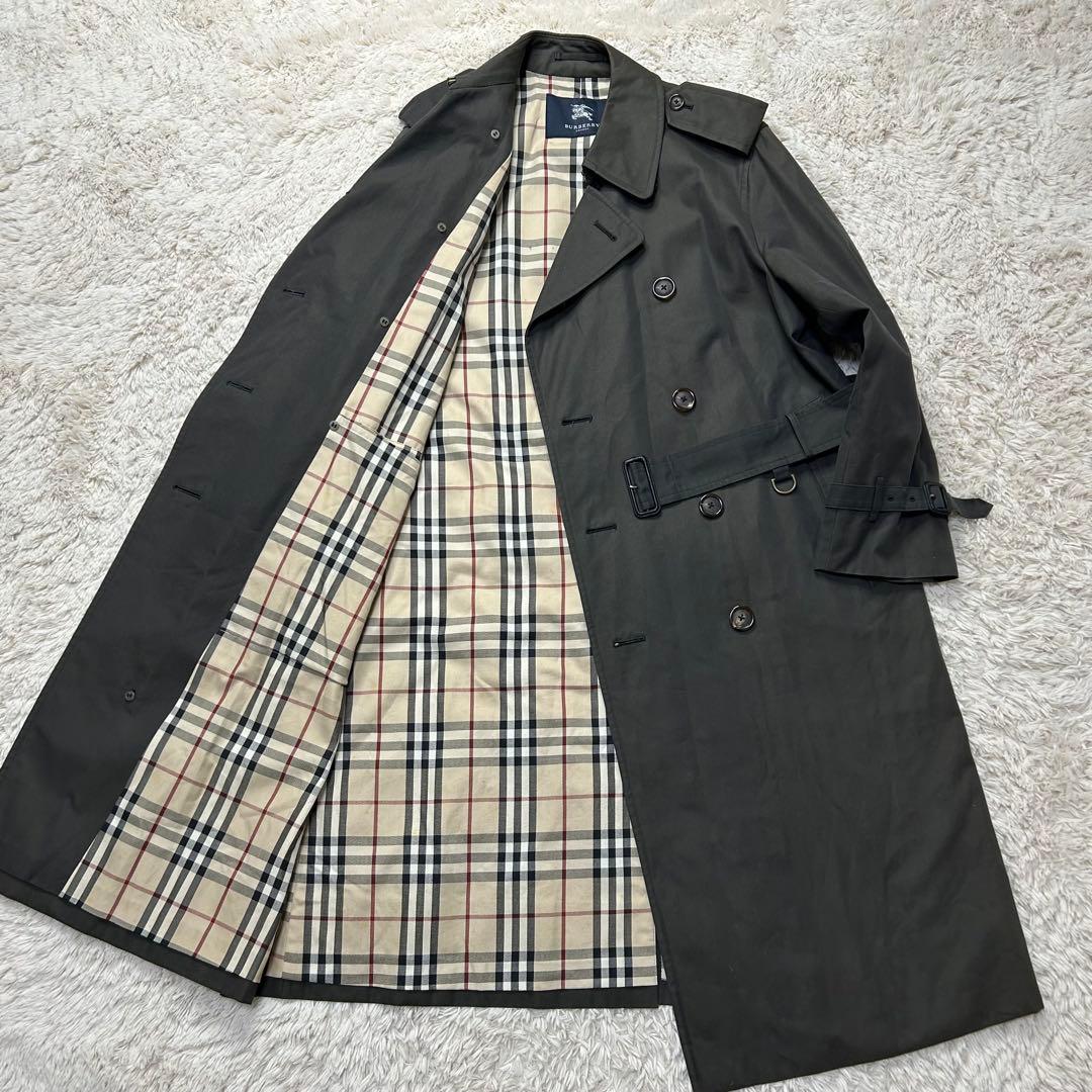 【丈長め】バーバリー ロンドン チャコールグレー トレンチコート ノバチェック