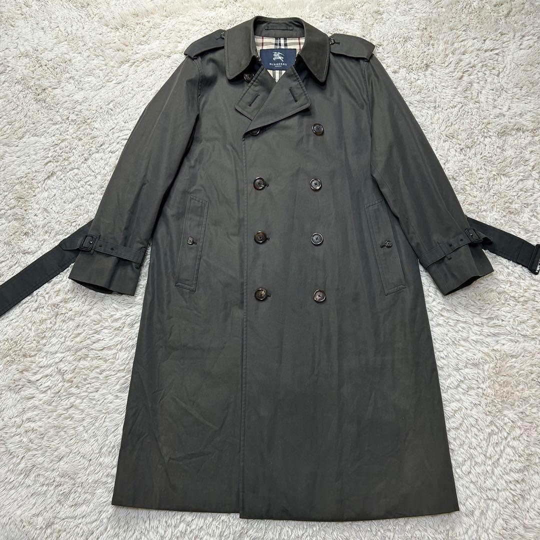 【丈長め】バーバリー ロンドン チャコールグレー トレンチコート ノバチェック