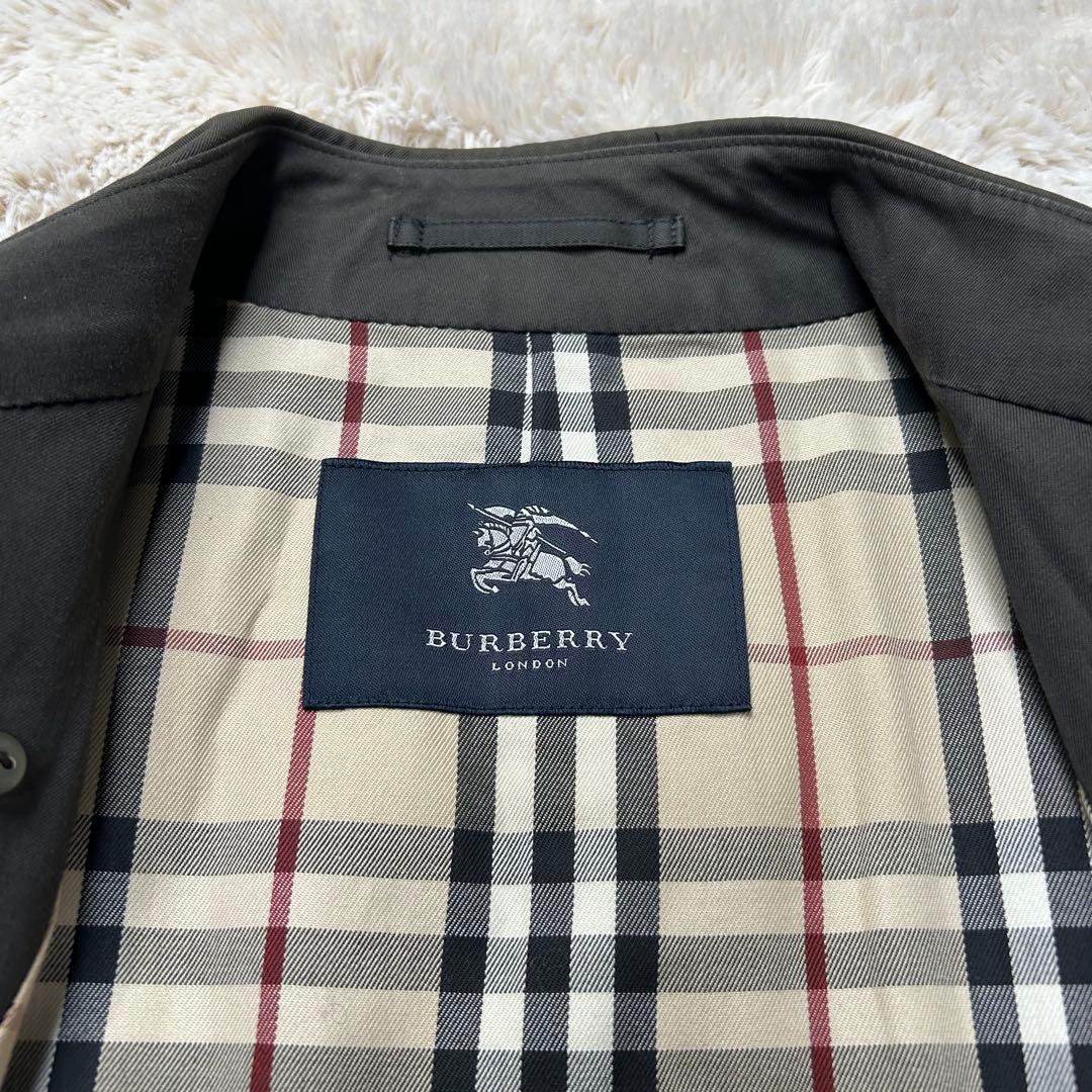 【丈長め】バーバリー ロンドン チャコールグレー トレンチコート ノバチェック