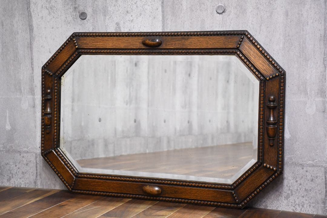 EGC70 英国アンティーク ウォールミラー ブリティッシュオーク オクタゴン