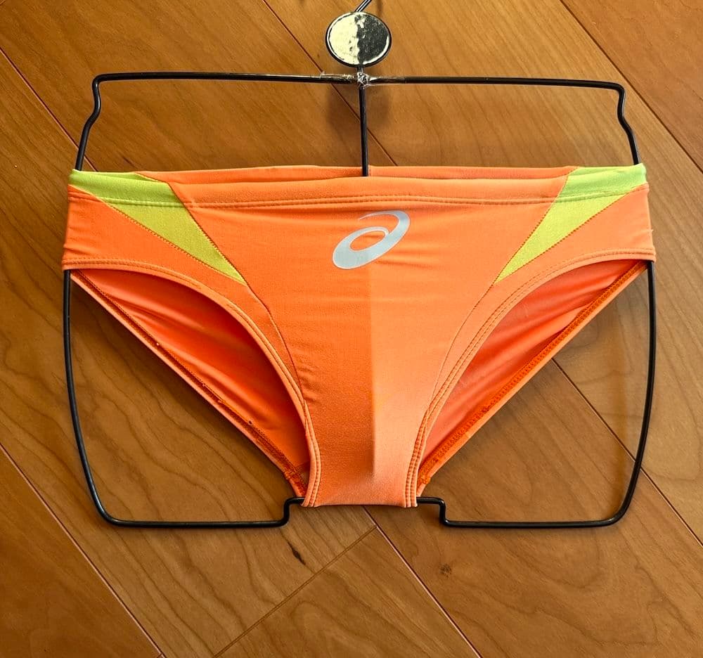 【美品】asics ハイドロ オレンジ×イエロー Mサイズ 超光沢 競パン