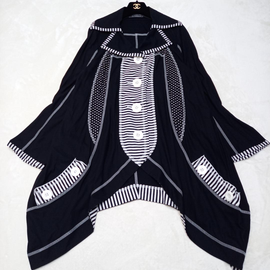 極美品✨大きいサイズ エイココンドウ サイズ42 切替変形ジャケット ブラック