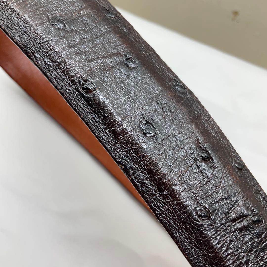 ルケーシー ベルト オーストリッチ ダークブラウン 34インチ