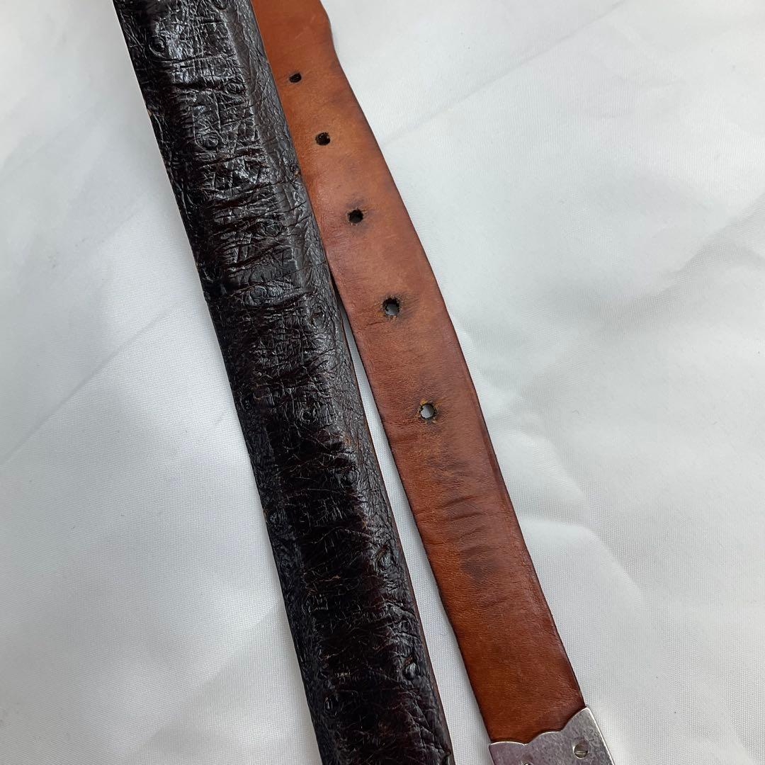 ルケーシー ベルト オーストリッチ ダークブラウン 34インチ