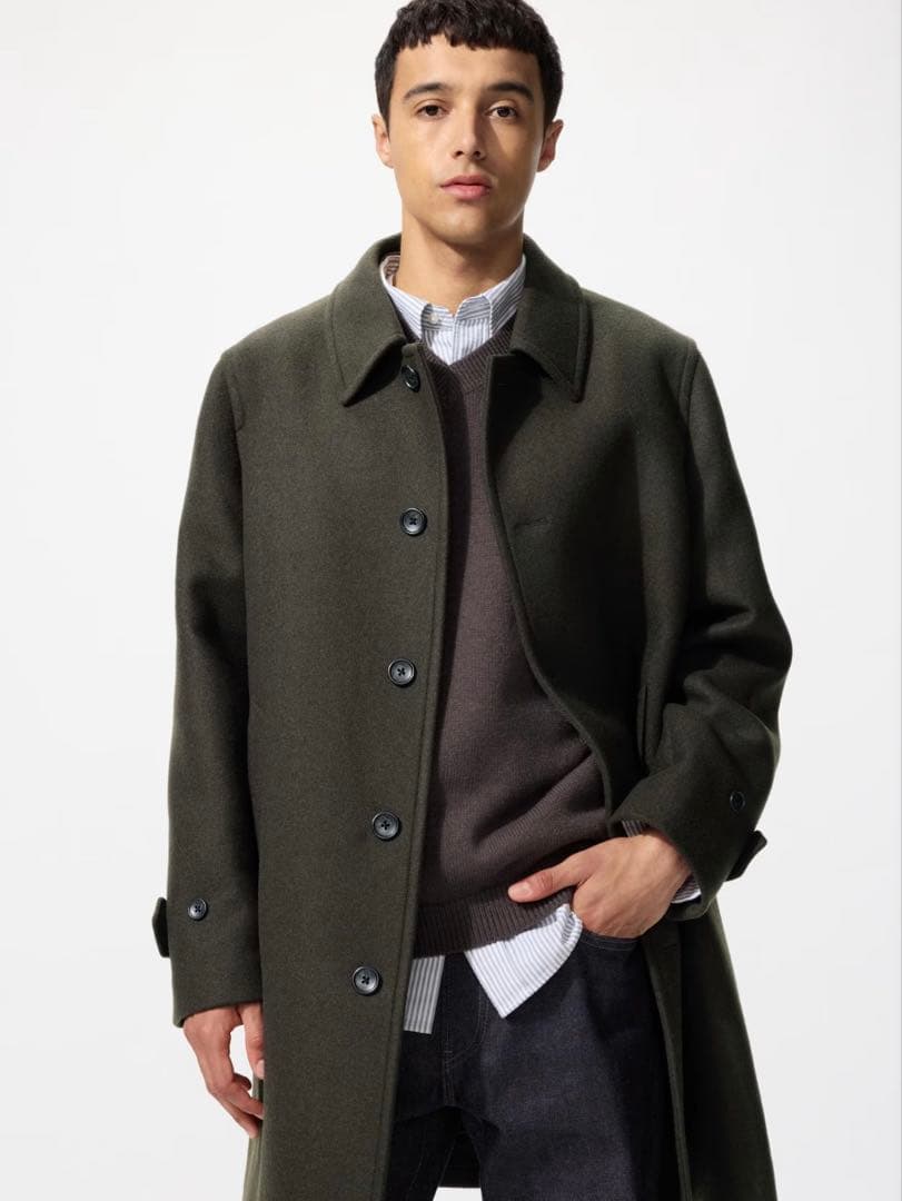 UNIQLOカーキシングルブレストコート