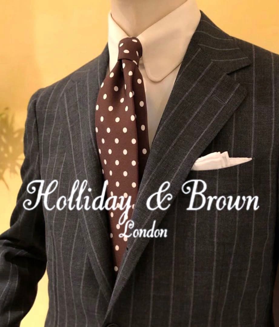 【新品】Holliday & Brown／シルクドットタイ／ブラウン／イタリア製