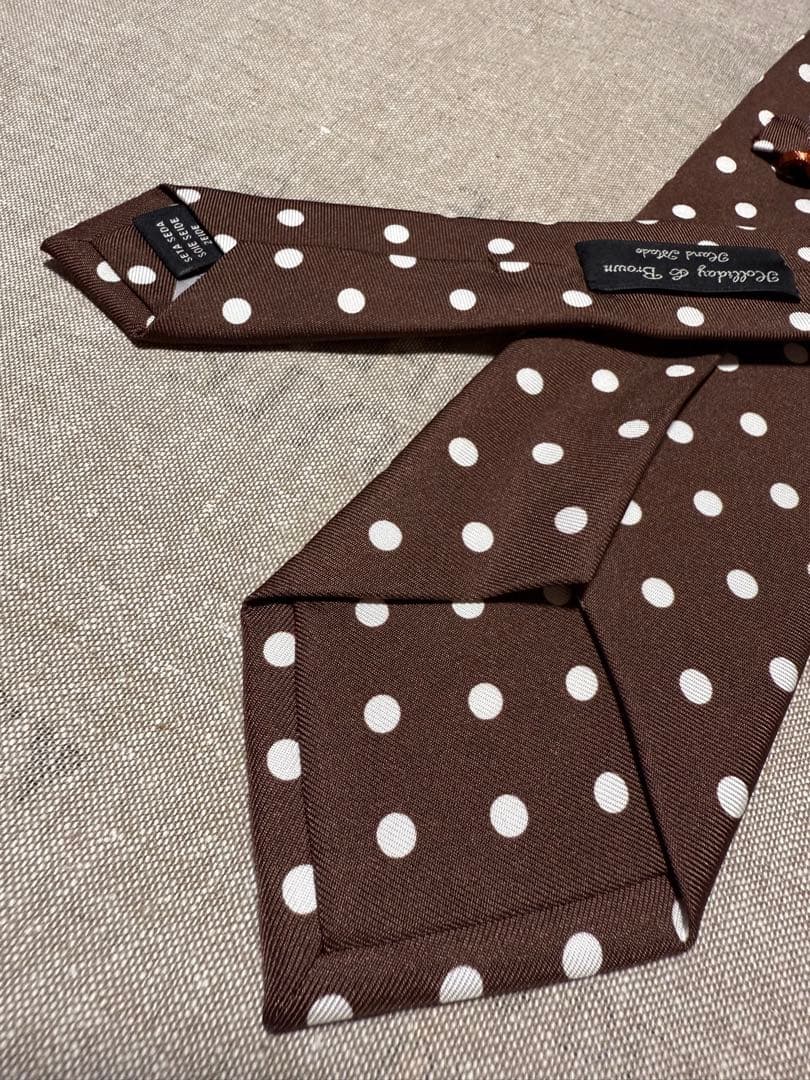 【新品】Holliday & Brown／シルクドットタイ／ブラウン／イタリア製