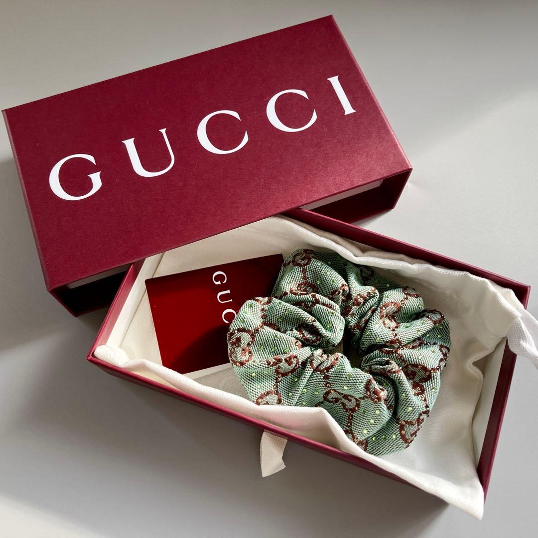 希少 新品 未使用 GUCCI グッチ シュシュ ヘアゴム GG ラインストーン