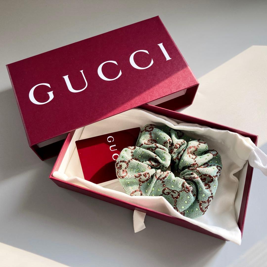 希少 新品 未使用 GUCCI グッチ シュシュ ヘアゴム GG ラインストーン