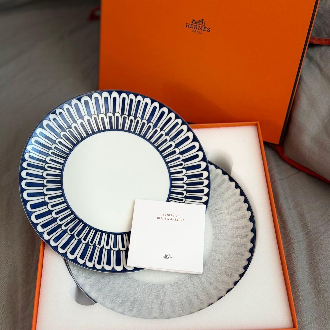 HERMES エルメス ブルーダイユール デザートプレート 2枚セット