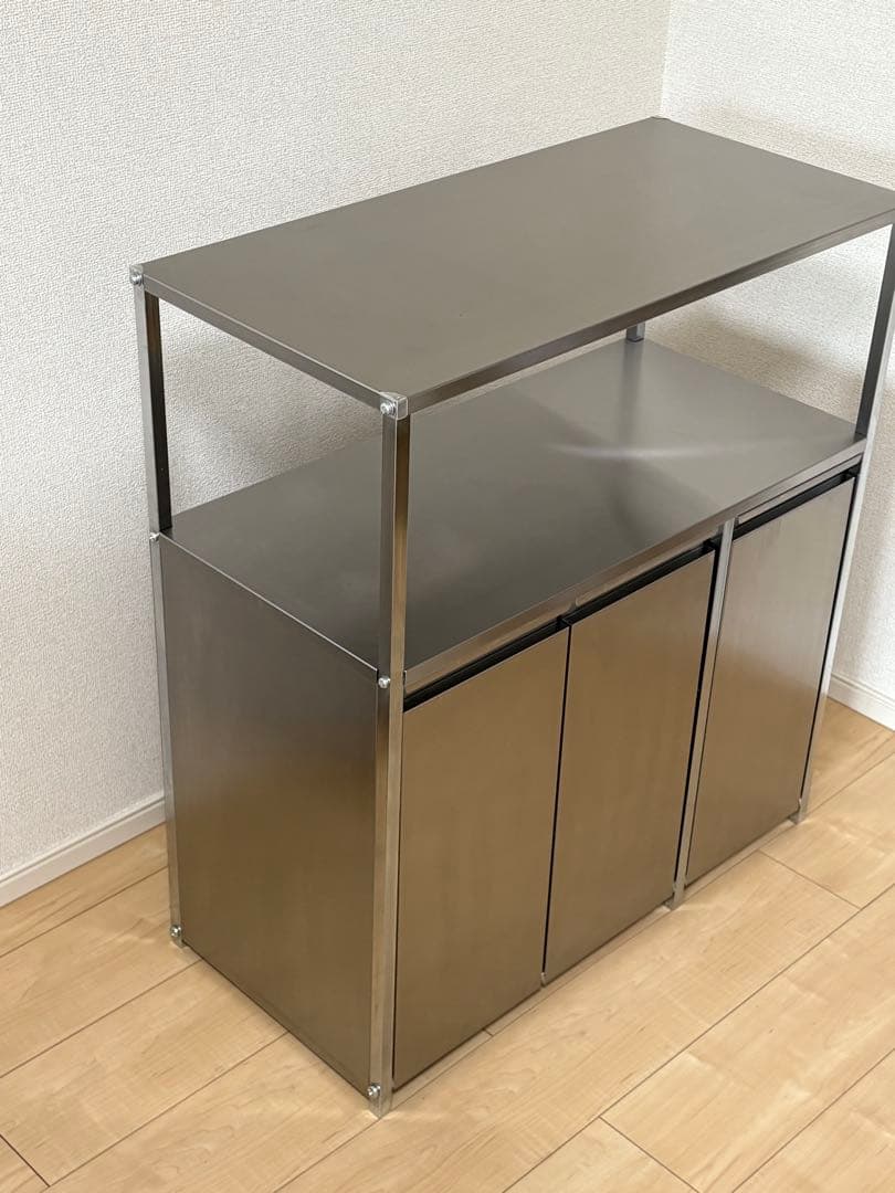 ステンレス作業台ワゴン ダスト3分別 幅73.5cm