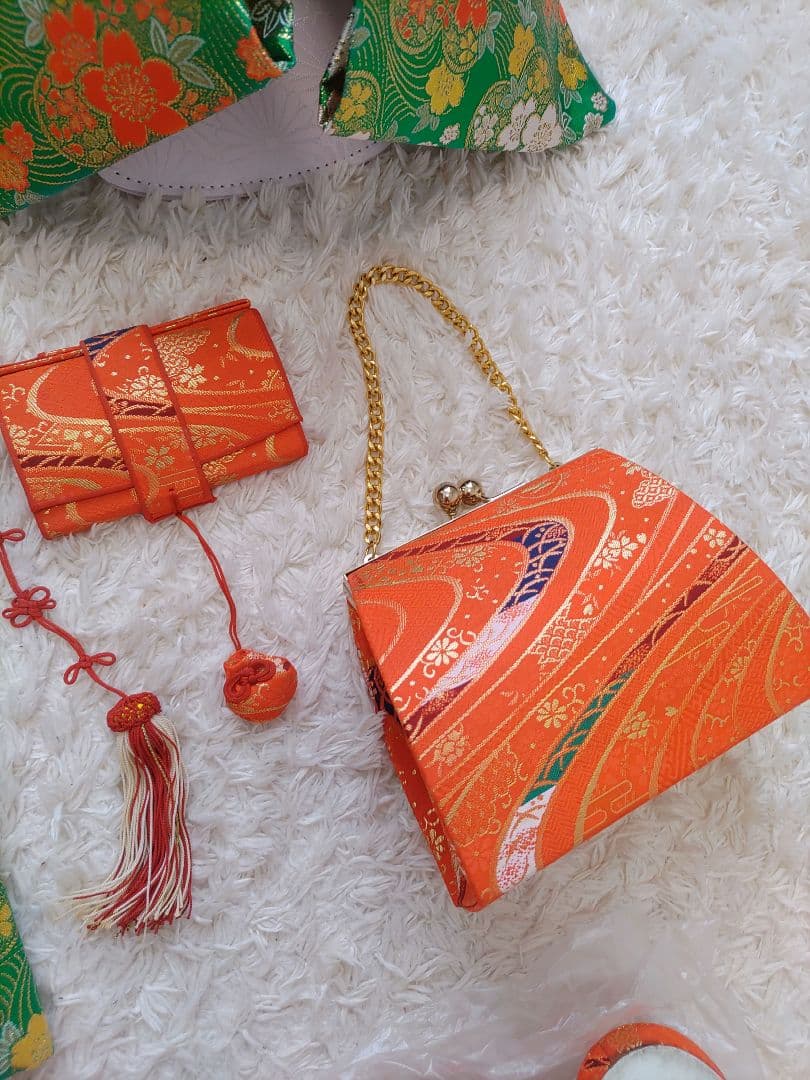 七五三用着物　7歳　紺　紫　金　フルセット　作り帯　正統派　レトロ　まとめて　緑