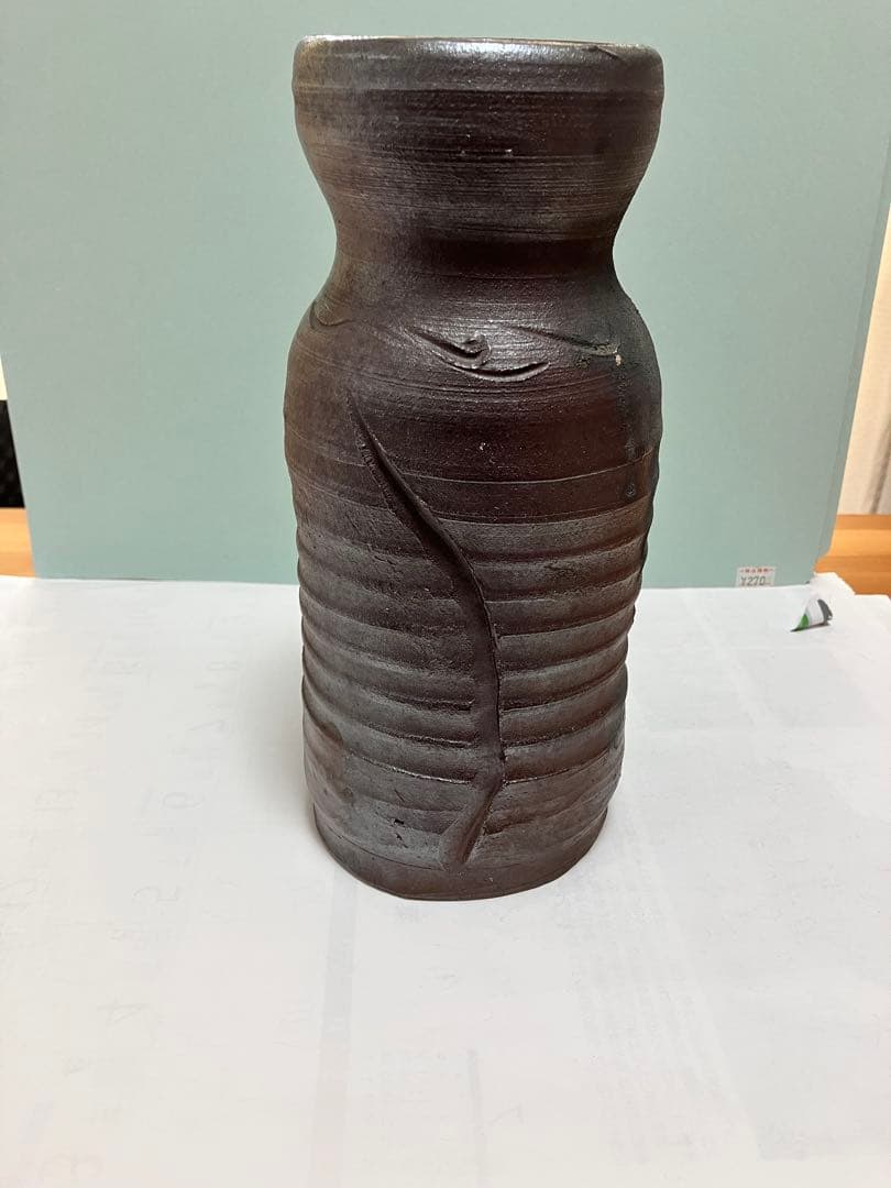 沖縄　琉球焼の名工【故】宮城勝臣作　壺　花器　やちむん　ヤチムン　（壺屋焼　希少