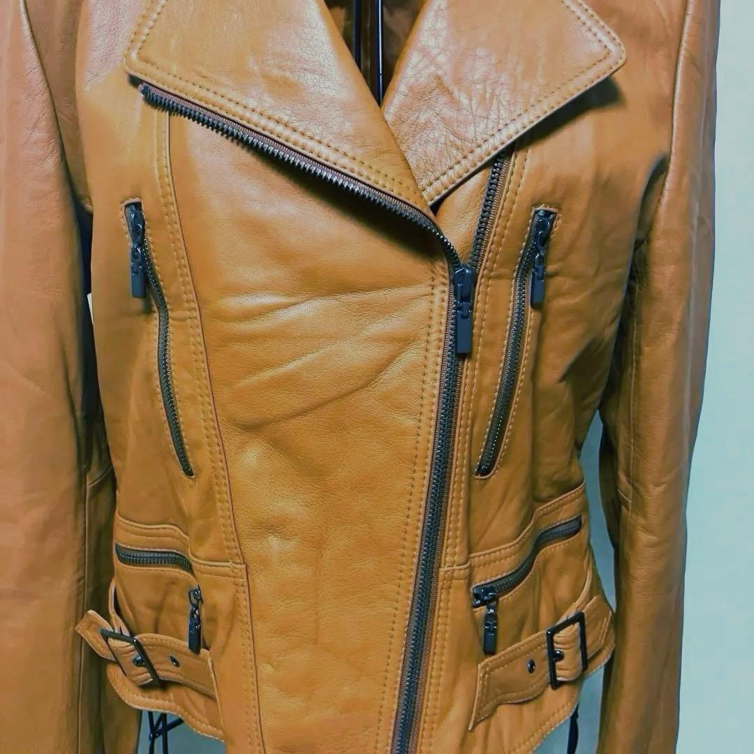 ROBO キャメル　レザーライダースジャケット　　　　（FOXファー付き）