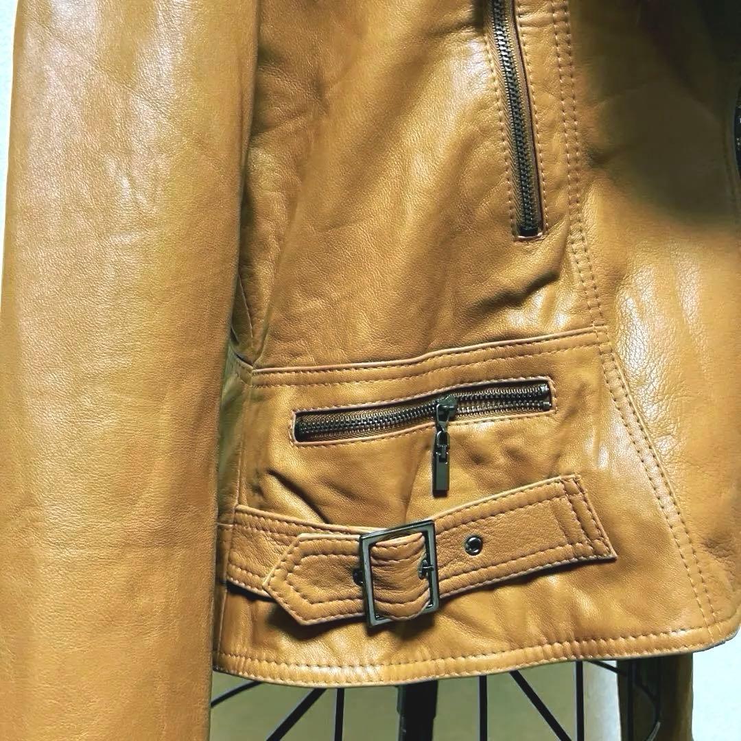 ROBO キャメル　レザーライダースジャケット　　　　（FOXファー付き）