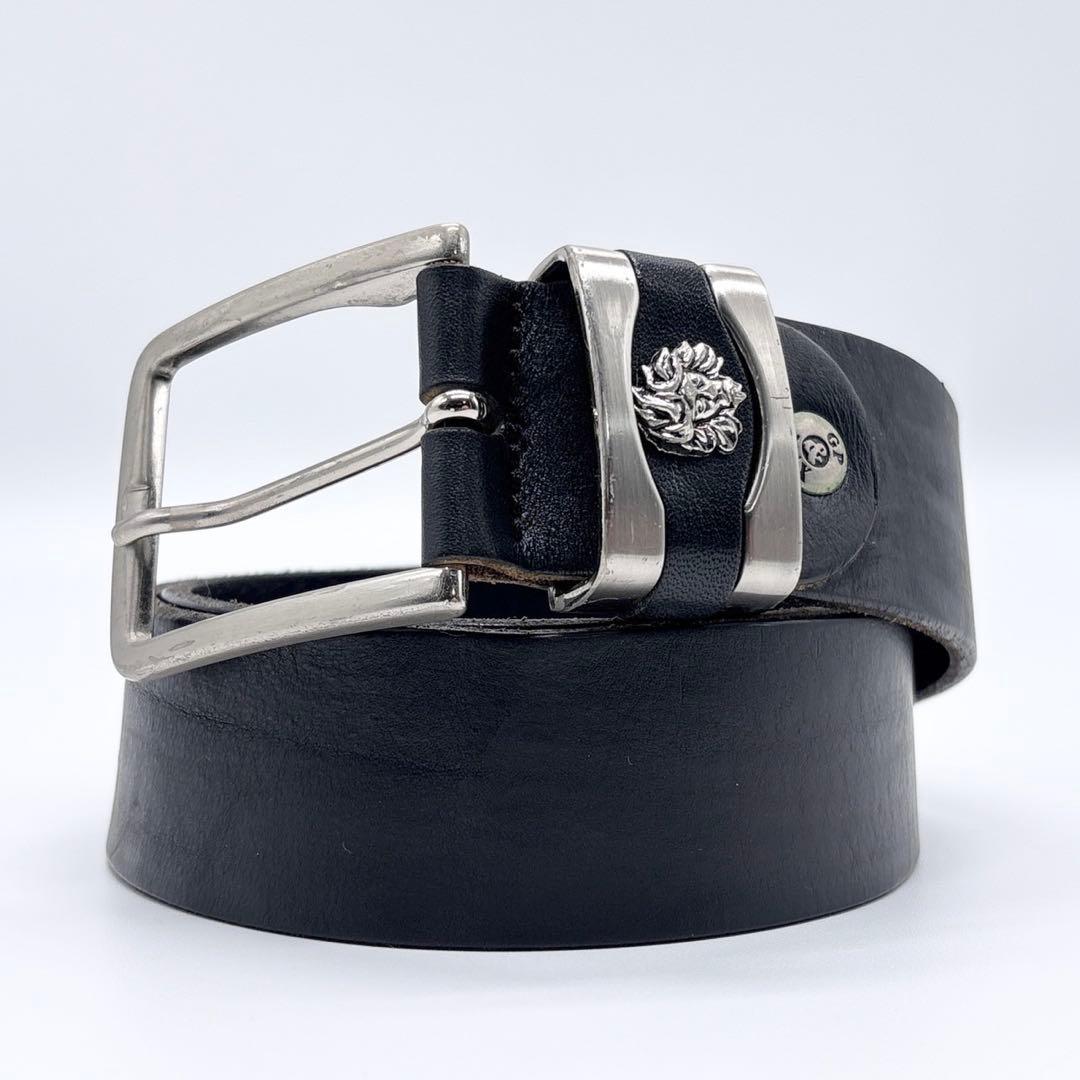 ヴェルサーチ ベルト メデューサ ゴールド金具 レザー ブラック