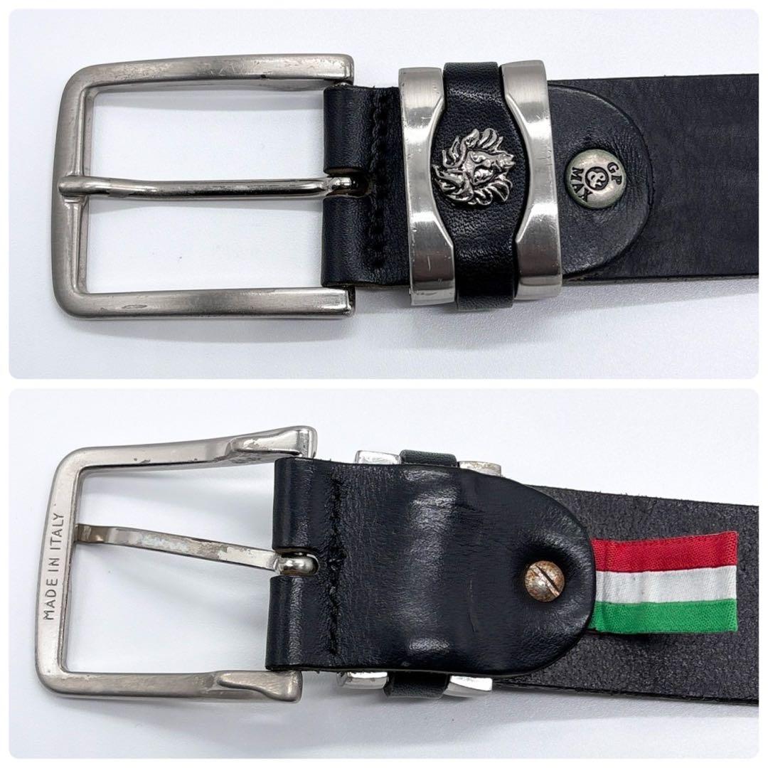 ヴェルサーチ ベルト メデューサ ゴールド金具 レザー ブラック