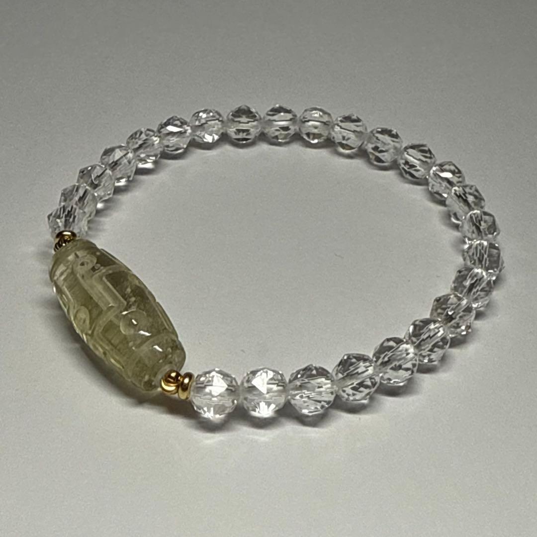 宇宙の記憶を宿す九つの目｜リビアングラス九眼天珠×水晶ブレスレット